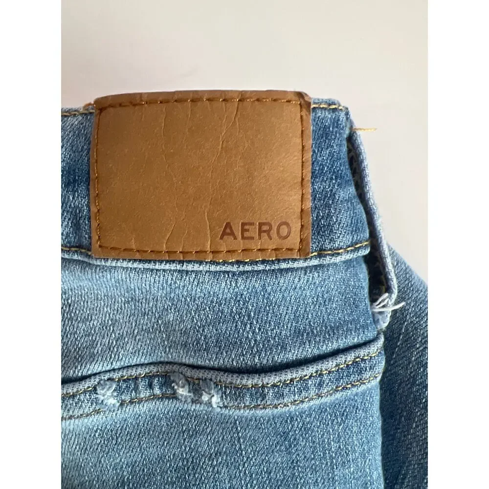 AREOPOSTALE HIGH RISE FLARE LEG JEANS MEDIUM LIGHT BLUE SIZE 8